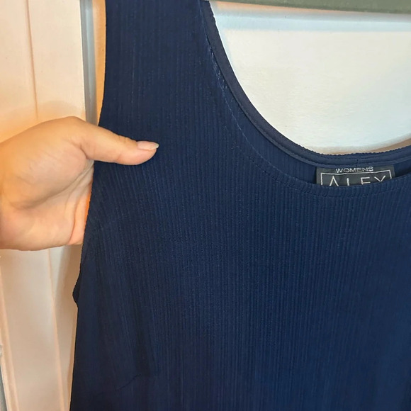 Alex Evenings Navy Blue Ribbed Maxi Dress - Picture 6 of 6